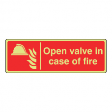 Photoluminescent Open Valve in Case Of Fire Sign (Landscape)
