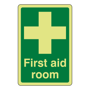 Photoluminescent First Aid Room Sign