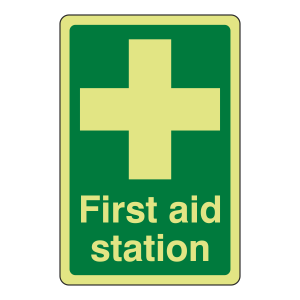 Photoluminescent First Aid Station Sign
