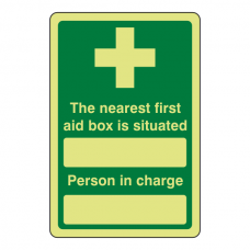 Photoluminescent First Aid Box / Person In Charge Sign