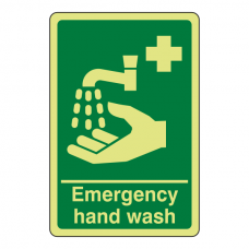 Photoluminescent Emergency Hand Wash Sign