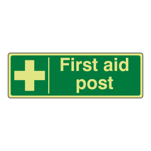 Photoluminescent First Aid Post Sign (Landscape)