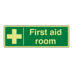Photoluminescent First Aid Room Sign (Landscape)