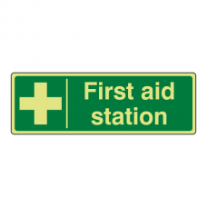 Photoluminescent First Aid Station Sign (Landscape)