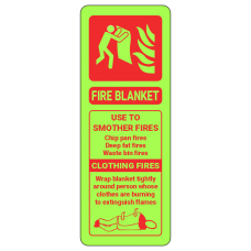 Photoluminescent Fire Blanket Extinguisher ID Sign (Portrait)