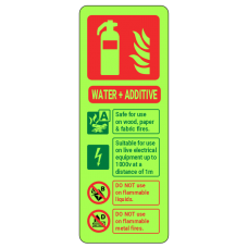 Photoluminescent Water + Additive Fire Extinguisher ID Sign (Portrait)