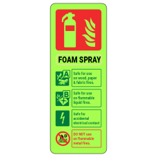 Photoluminescent Electrical Safe Foam Spray Fire Extinguisher ID Sign (Portrait)