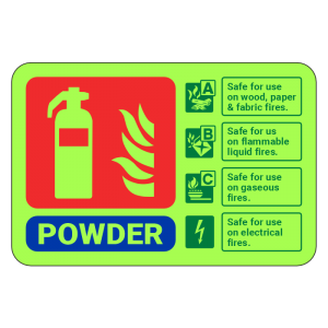 Photoluminescent Powder Fire Extinguisher ID Sign (Landscape)