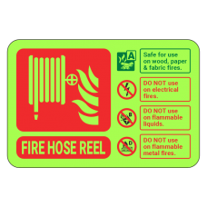 Photoluminescent Fire Hose Reel Fire Extinguisher ID Sign (Landscape)