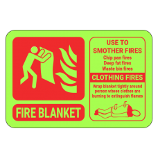 Photoluminescent Fire Blanket Extinguisher ID Sign (Landscape)