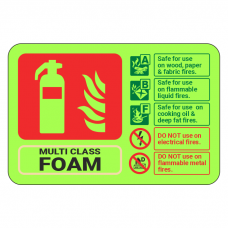 Photoluminescent MultiCHEM Foam Fire Extinguisher ID Sign (Landscape)
