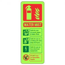 Photoluminescent Water Mist Extinguisher ID Sign (Portrait)