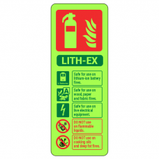 Photoluminescent LITH-EX Fire Extinguisher ID Sign (Landscape)