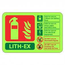 Photoluminescent LITH-EX Fire Extinguisher ID Sign (Landscape)