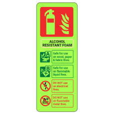 Photoluminescent Alcohol Resistant Foam Fire Extinguisher ID Sign (Portrait)