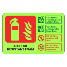 Photoluminescent Alcohol Resistant Foam Fire Extinguisher ID Sign (Landscape)