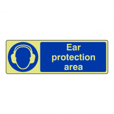 Photoluminescent Ear Protection Area Sign (Landscape)