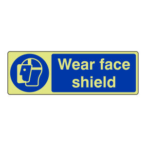 Photoluminescent Wear Face Shield Sign (Landscape)