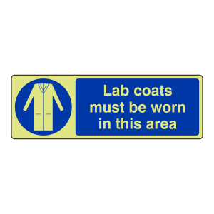 Photoluminescent Lab Coats Must Be Worn Sign (Landscape)
