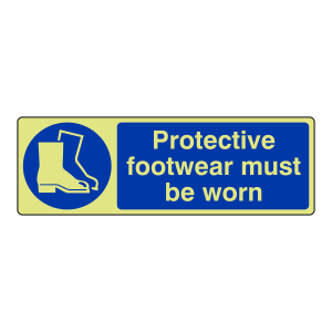 Photoluminescent Protective Footwear Must Be Worn Sign (Landscape)