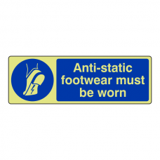 Photoluminescent Anti-Static Footwear Must Be Worn Sign (Landscape)
