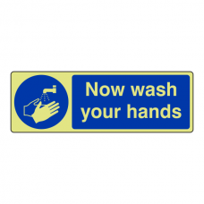 Photoluminescent Now Wash Your Hands Sign (Landscape)