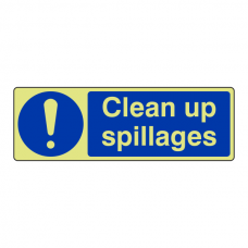 Photoluminescent Clean Up Spillages Sign (Landscape)