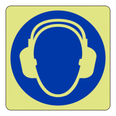 Photoluminescent Ear Protectors Sign (logo)