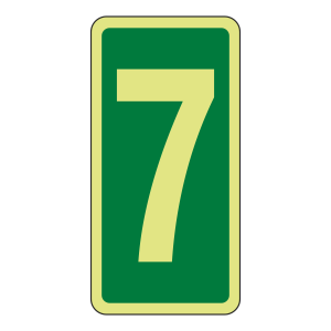 Photoluminescent Green Marker Number 7 Sign