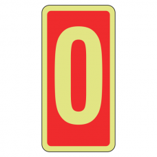 Photoluminescent Marker Number 0 Sign (red)