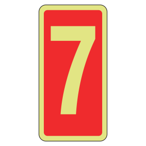 Photoluminescent Marker Number 7 Sign (red)