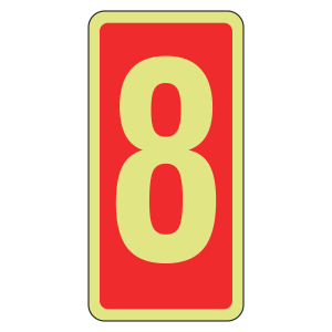 Photoluminescent Marker Number 8 Sign (red)