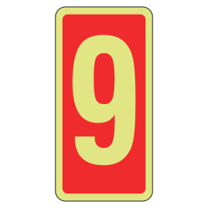 Photoluminescent Marker Number 9 Sign (red)