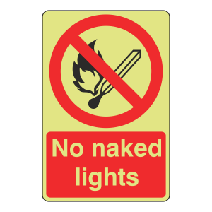 Photoluminescent No Naked Lights Sign