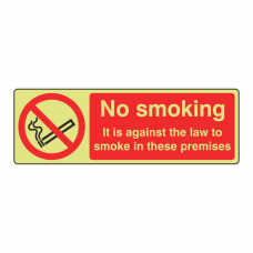 Photoluminescent No Smoking Against The Law Sign (Landscape)