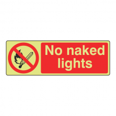 Photoluminescent No Naked Lights Sign (Landscape)