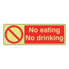 Photoluminescent No Eating No Drinking Sign (Landscape)