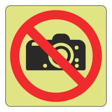 Photoluminescent No Cameras Sign (logo)