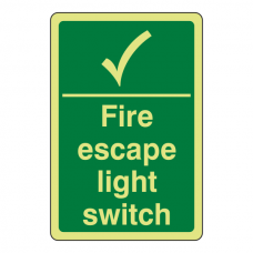 Photoluminescent Fire Escape Light Switch Sign (Portrait)