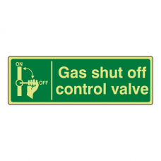 Photoluminescent Gas Shut Off Control Valve Sign (Landscape)