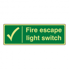 Photoluminescent Fire Escape Light Switch Sign (Landscape)