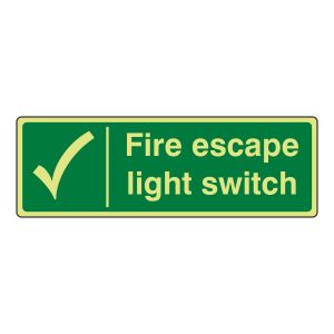 Photoluminescent Fire Escape Light Switch Sign (Landscape)