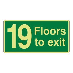 Photoluminescent 19 Floors To Exit Sign