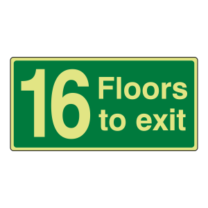Photoluminescent 16 Floors To Exit Sign