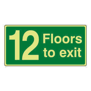 Photoluminescent 12 Floors To Exit Sign