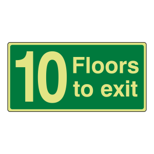 Photoluminescent 10 Floors To Exit Sign