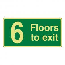 Photoluminescent 6 Floors To Exit Sign