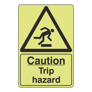 Photoluminescent Caution Trip Hazard Sign