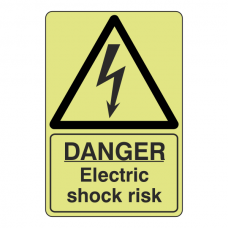 Photoluminescent Danger Electric Shock Risk Sign