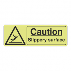 Photoluminescent Caution Slippery Surface Sign (Landscape)